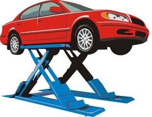 Scrap vehicle on lift